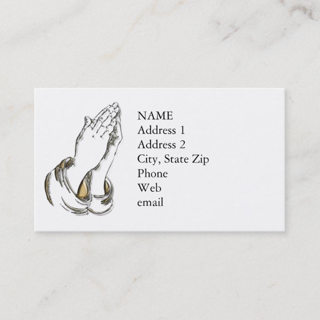 KRW Praying Hands Custom Business Card (Front)