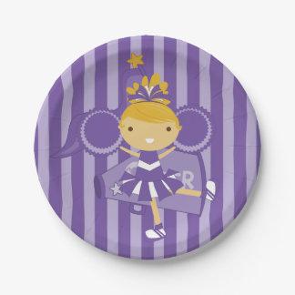 KRW Purple Cheerleader Party Paper Plates