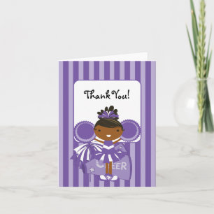 KRW Purple Cheerleader Thank You Note Card