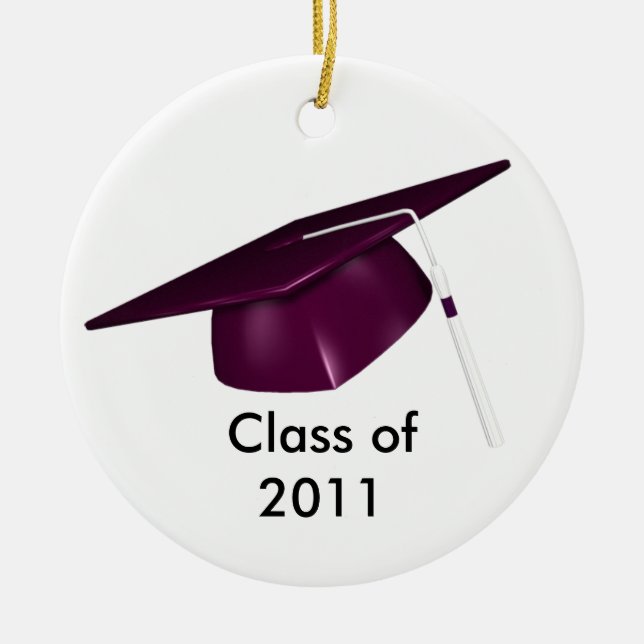 KRW Purple Graduation Cap Custom Date Ornament (Front)