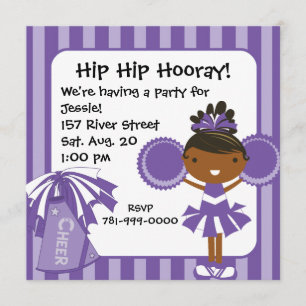 KRW Purple Pom-pom girl 2 Invitation à l'anniversa