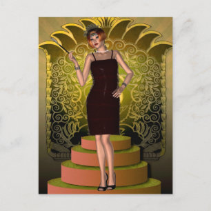 KRW Putting on the Ritz Deco Flapper II Postcard