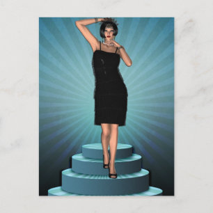KRW Putting on the Ritz Deco Flapper Postcard