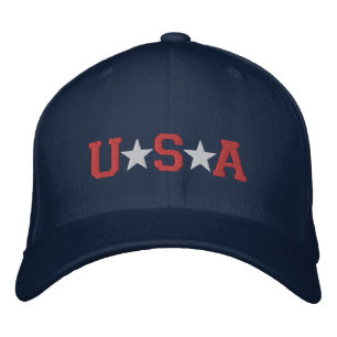 KRW Red White and Blue USA Stars Embroidered Hat