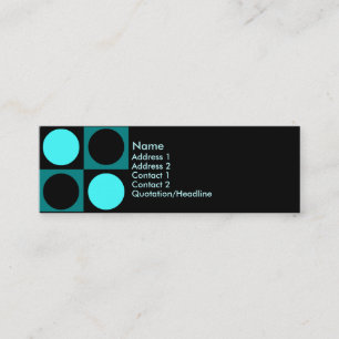 KRW Retro Aqua Squares and Circles Mini Business Card