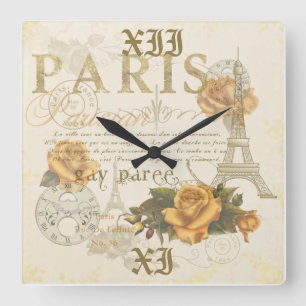 KRW Style Vintage Paris Roses Tour Eiffel Horloge