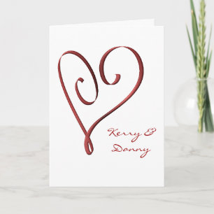 KRW Stylized Red Heart Custom Wedding Invitation