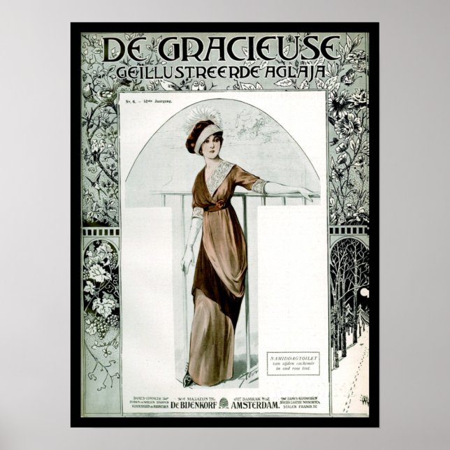 KRW Vintage 1907 French Fashion Magazine Cover Poster (Front)