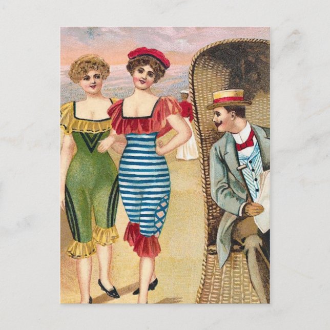 KRW Vintage Beach Illustration Postcard (Front)