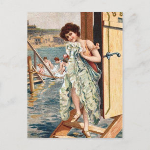 KRW Vintage Beach Illustration Postcard