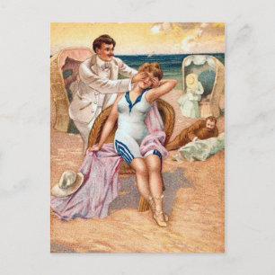 KRW Vintage Beach Illustration Postcard