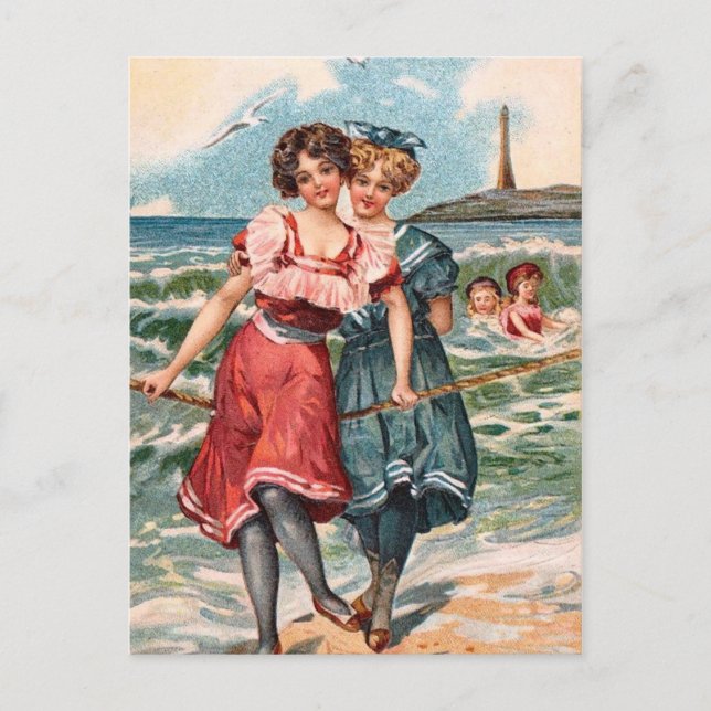 KRW Vintage Beach Illustration Postcard (Front)