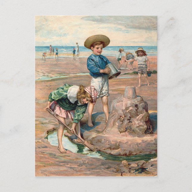 KRW Vintage Beach Illustration Postcard (Front)