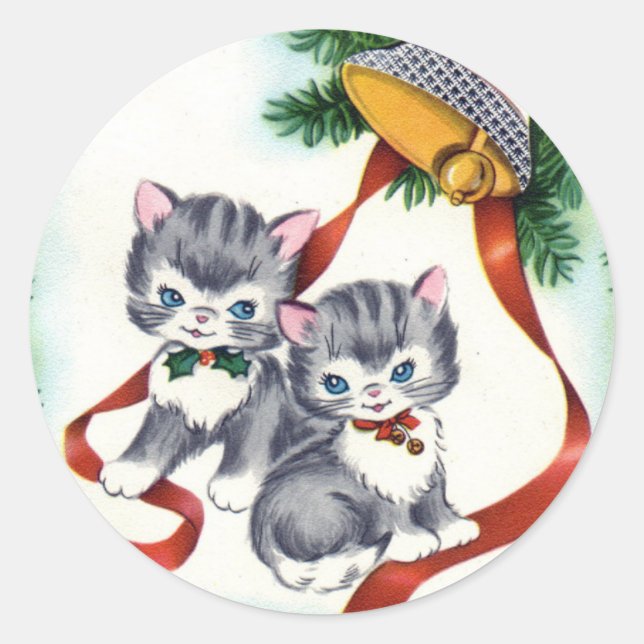 KRW Vintage Cute Kittens Christmas Stickers (Front)