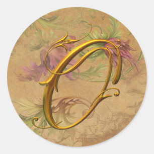 KRW Vintage Floral Gold O Monogram Wedding Seal