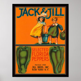 KRW Vintage Jack & Jill Peppers Crate Label Poster