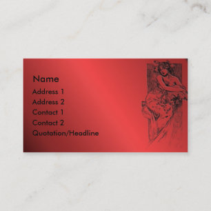 KRW Vintage Lady On Red Business Card