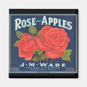 KRW Vintage Rose Apples Fruit Crate Label Magnet