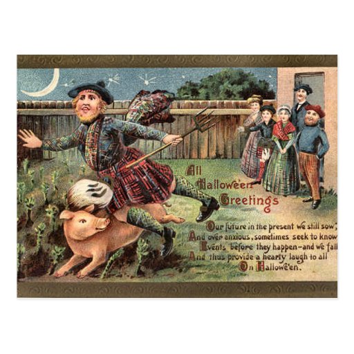 KRW Vintage Scottish Halloween Postcard | Zazzle