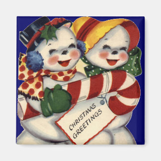 KRW Vintage Snowcouple Christmas Magnet