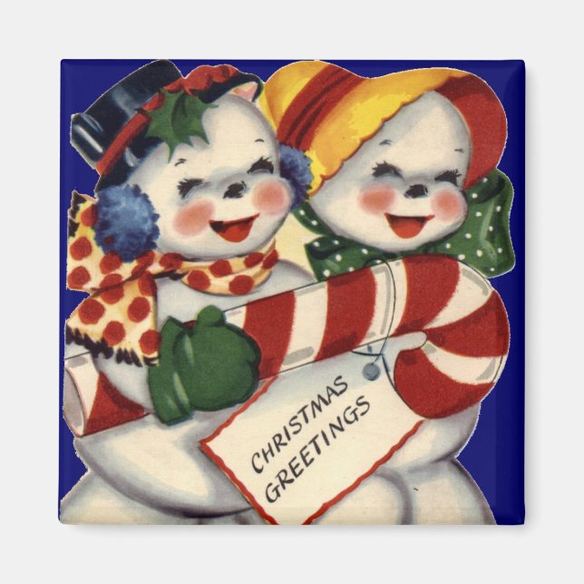 KRW Vintage Snowcouple Christmas Magnet (Front)