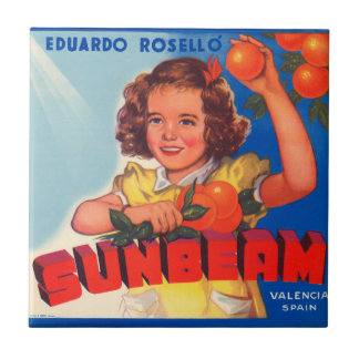 KRW Vintage Sunbeam Orange Crate Label Magnet Tile