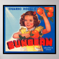 KRW Vintage Sunbeam Orange Fruit Crate Label