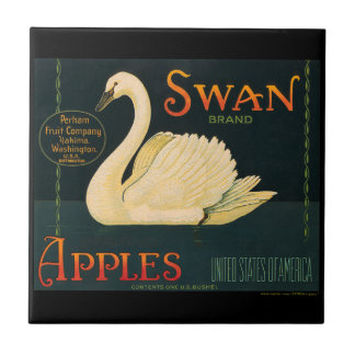 KRW Vintage Swan Apples Fruit Crate Label Tile