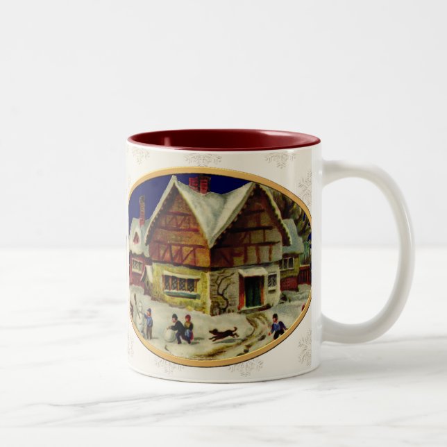 KRW Vintage Winter Scene Holiday Coffee Mug (Right)
