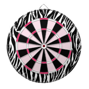 KRW Zebra Black and Pink Girly Dartboard
