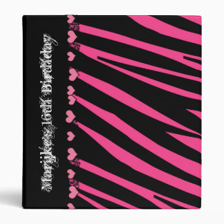 KRW Zebra Pink and Black Hearts Keepsake Album ** Binder