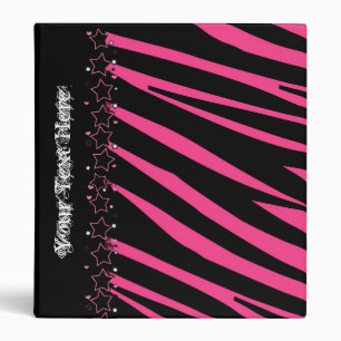 KRW Zebra Pink and Black Stars School Binder** Binder