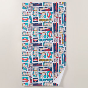 Krypto Comic Panel Pattern Beach Towel
