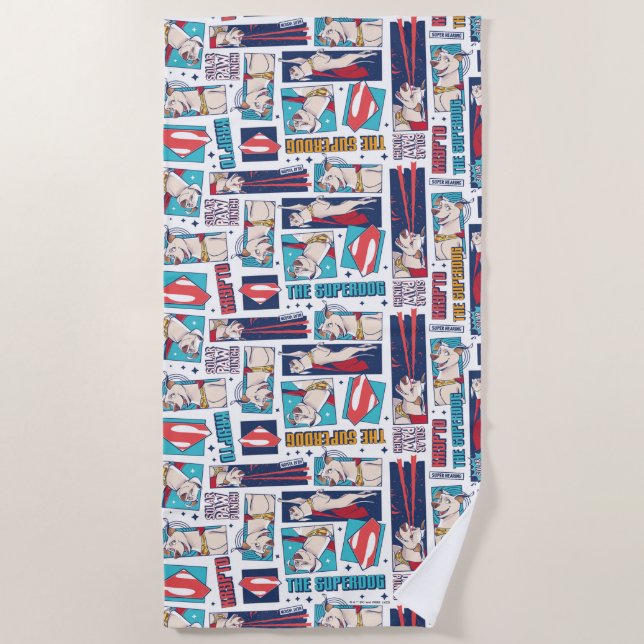 Krypto Comic Panel Pattern Beach Towel (Front)