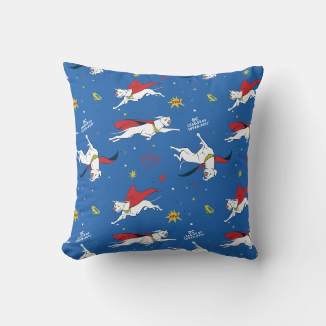 Krypto Flying Pattern Throw Pillow (Front)