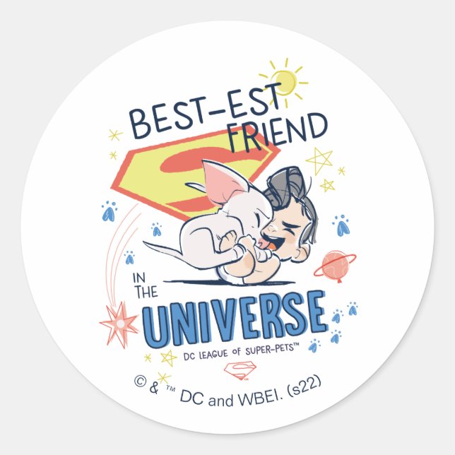 Krypto & Superman: Best-est Friend in the Universe Classic Round Sticker (Front)