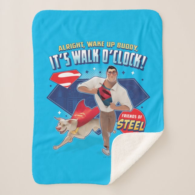 Krypto & Superman - It's Walk O'Clock! Sherpa Blanket (Front)