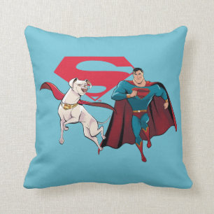 Krypto & Superman Throw Pillow