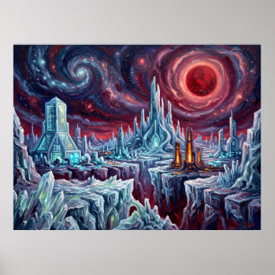 Krypton Starry Night Comic Art Landscape Poster