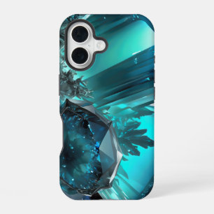 Kryptonite Cavern Abstract Crystal Aquamarine Ice iPhone 16 Case