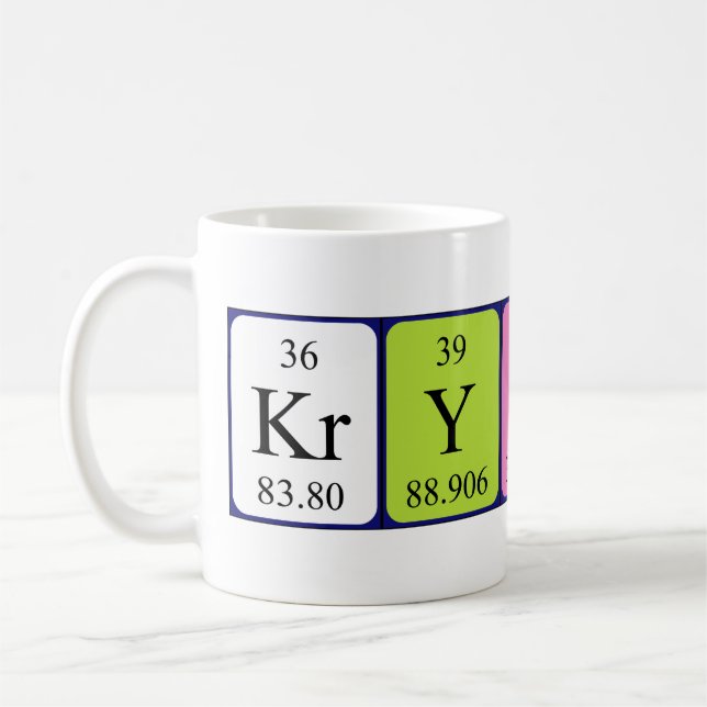 Krystin periodic table name mug (Left)