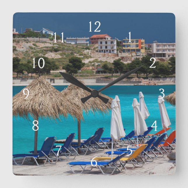 Ksamil, town beachfront square wall clock (Front)