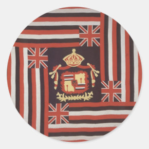 Kuʻu Hae Aloha (My Beloved Flag), Hawaiian cotton Classic Round Sticker