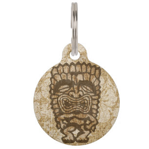 Ku-Tiki Hawaiian Distressed Hibiscus Pet Tag