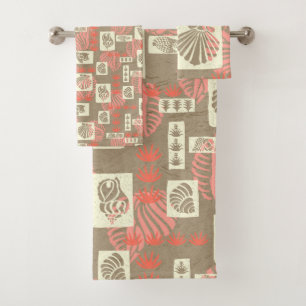 Kua Bay Hawaiian Undersea Shells Coordinate Coral Bath Towel Set