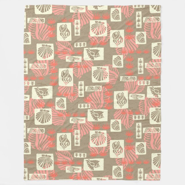 Kua Bay Hawaiian Undersea Shells Fleece Blanket (Front)
