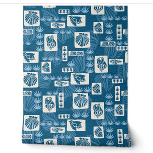 Kua Bay Hawaiian Undersea Shells - Indigo Blue Wallpaper