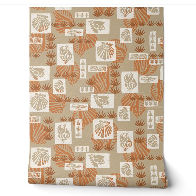 Kua Bay Hawaiian Undersea Shells - Khaki Wallpaper (Unrolling)