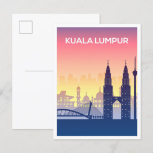 Kuala Lumpur Malaysia Art Travel Illustration Postcard