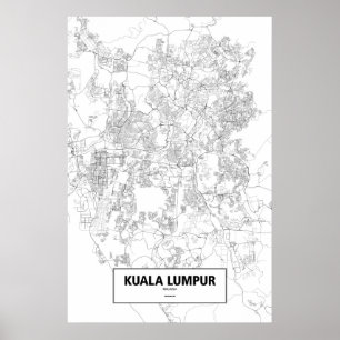 Kuala Lumpur, Malaysia (black on white) Poster